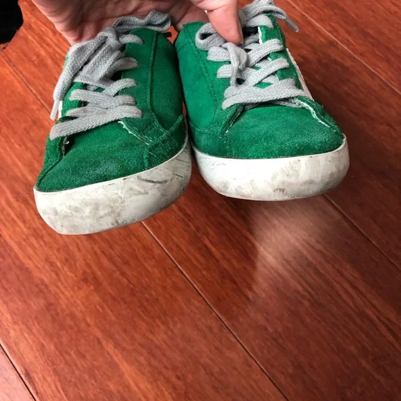 Final$ Golden Goose super kids low top suede sneaker EU29 US12 green white stars - Picture 6 of 14